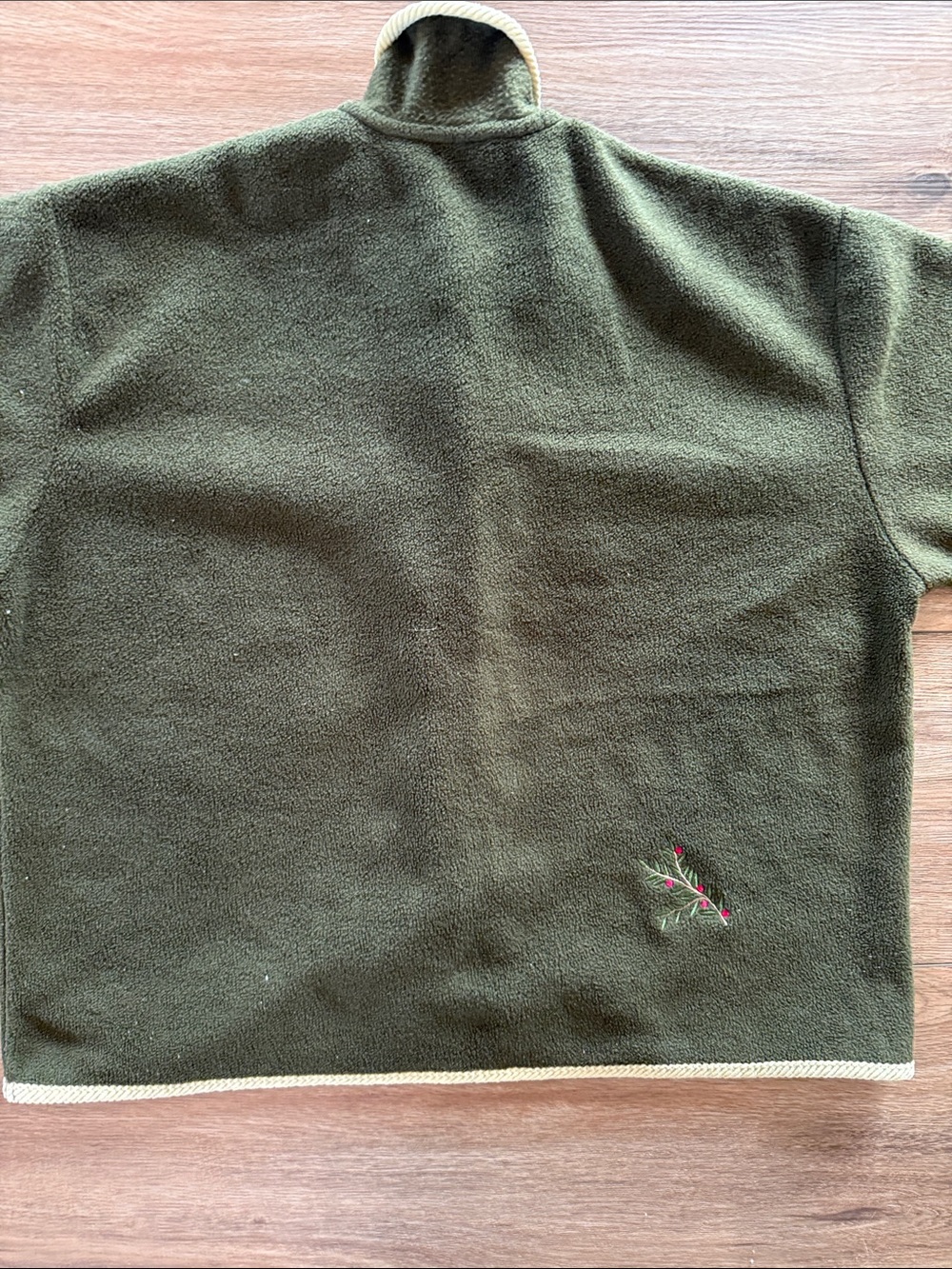 Embroidered Olive Green Women's Fleece Cardigan Sweater Fall Winter Christmas - Picture 5 of 9
